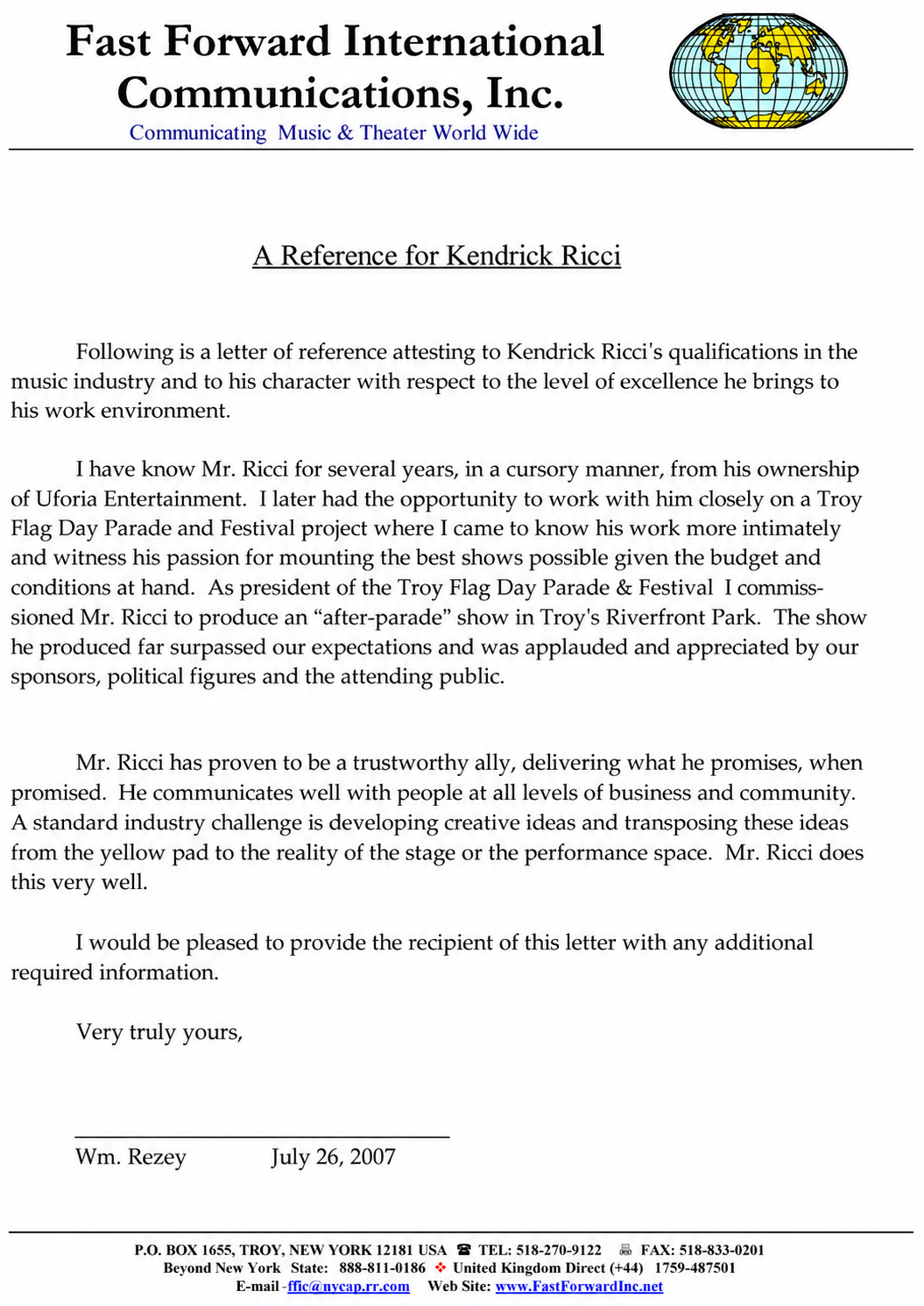 Professional reference letter for Kendrick Ricci — image 3 of 3